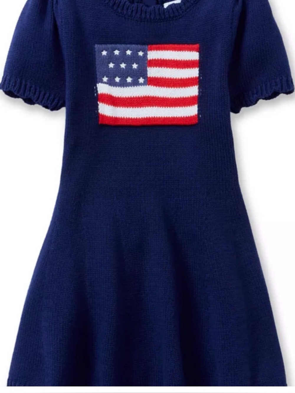 Draper James Navy Knit Dress with USA flag. Scalloped Sweater Dress size 4T
